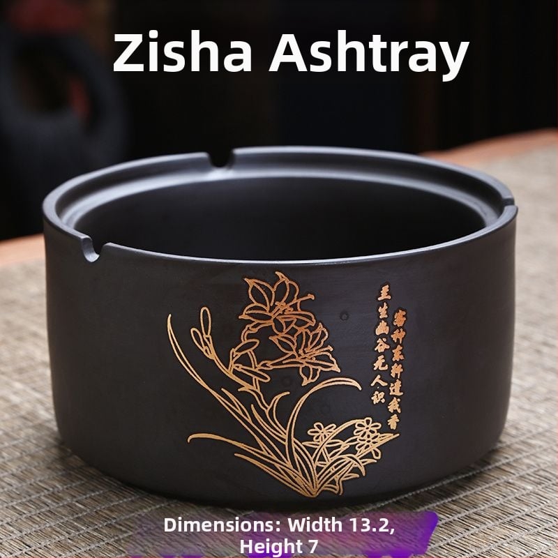 Керамичен пепелник с капак, гравиран, модел: стандартен, марка Kuncheng