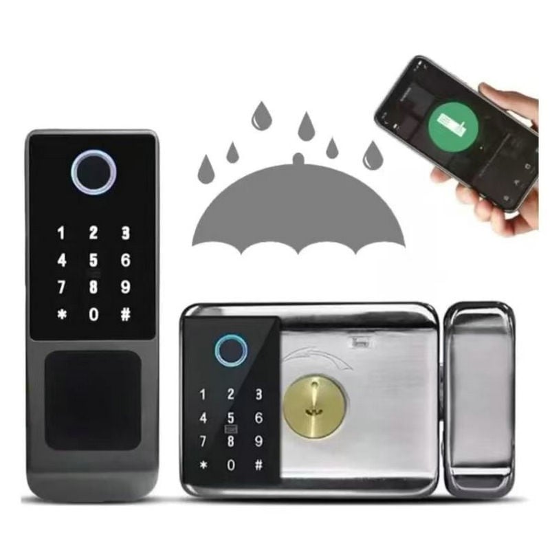 Încuietoare inteligentă exterior pentru ușă cu amprentă și deblocare dublă (Model: T20; Capacitate stocare amprente: 100; Timp scanare: <1 s; Rată recunoaștere falsă: <0.001%; Temperatură de operare: -20…70°C)