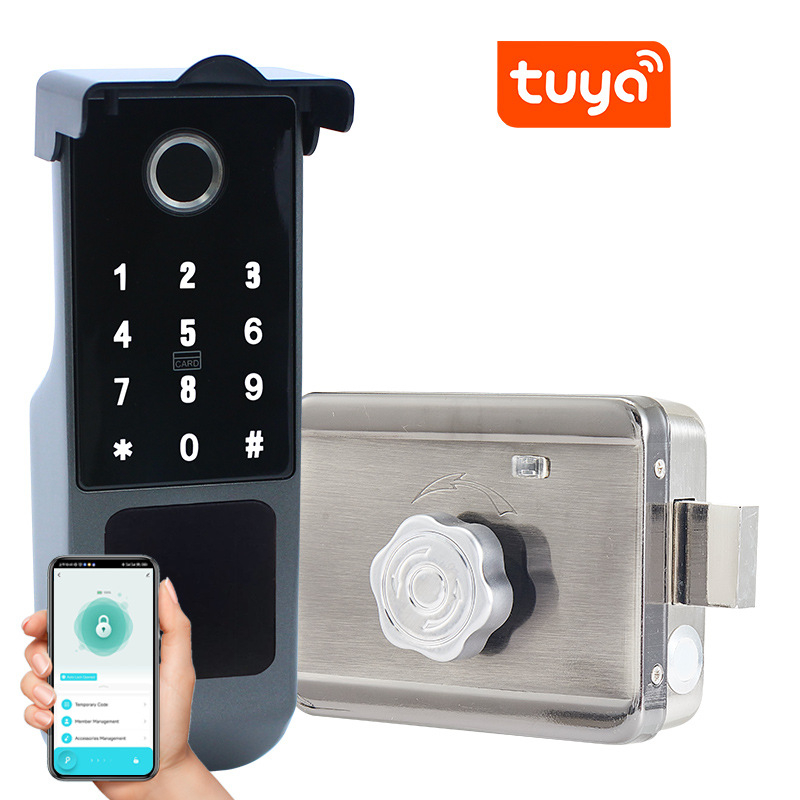 Încuietoare inteligentă exterior pentru ușă cu amprentă și deblocare dublă (Model: T20; Capacitate stocare amprente: 100; Timp scanare: <1 s; Rată recunoaștere falsă: <0.001%; Temperatură de operare: -20…70°C)