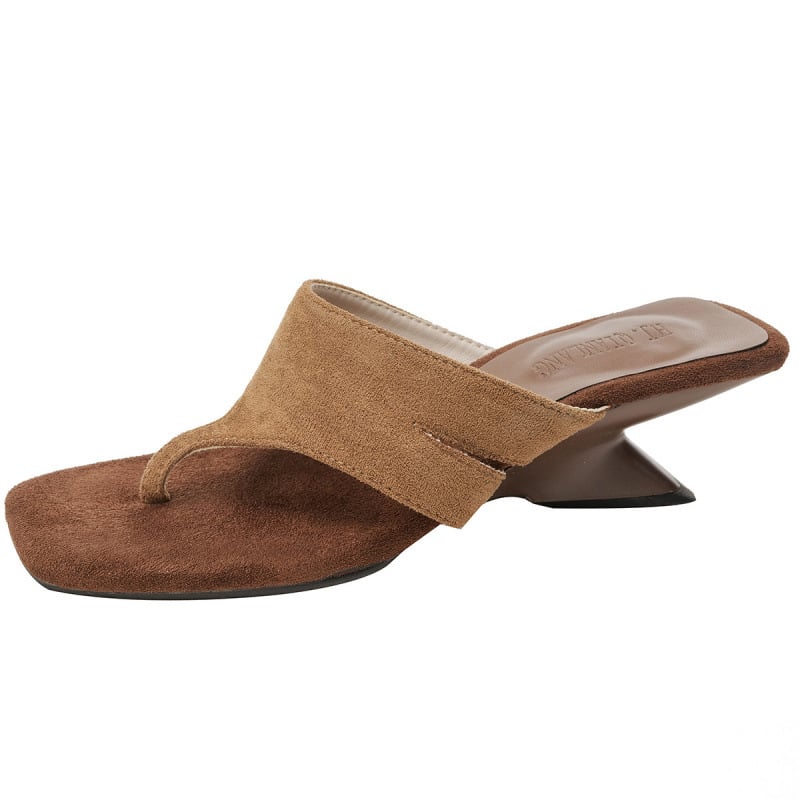 Ρωμαϊκά σανδάλια με λουράκι για το δάχτυλο, κωνικό τακούνι 3–6 εκ., γαλλικό στυλ, PU επάνω μέρος, καουτσούκ σόλα