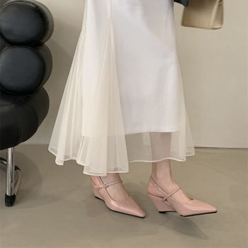 Γυναικείες Πέδιλα Με Περιτυλιγμένο Δάχτυλο – Κομψό Στυλ, Μικροϊνός Επάνω Μέρος, Καουουτσούκ Σόλα, Σφηνοειδές Τακούνι Άνω των 8 εκ