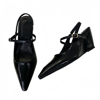 Γυναικείες Πέδιλα Με Περιτυλιγμένο Δάχτυλο – Κομψό Στυλ, Μικροϊνός Επάνω Μέρος, Καουουτσούκ Σόλα, Σφηνοειδές Τακούνι Άνω των 8 εκ