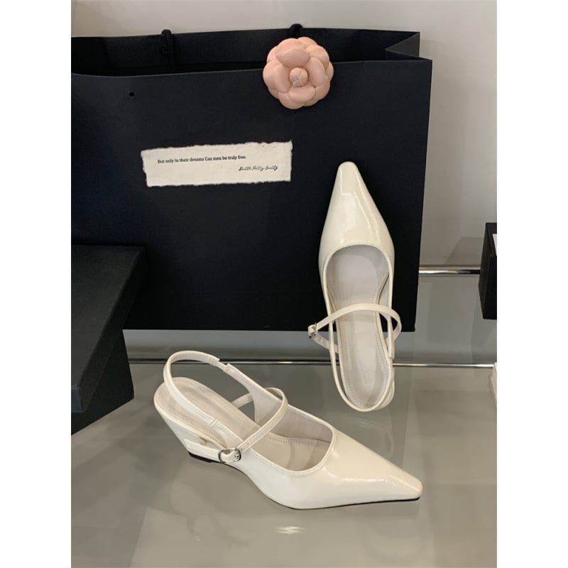 Γυναικείες Πέδιλα Με Περιτυλιγμένο Δάχτυλο – Κομψό Στυλ, Μικροϊνός Επάνω Μέρος, Καουουτσούκ Σόλα, Σφηνοειδές Τακούνι Άνω των 8 εκ