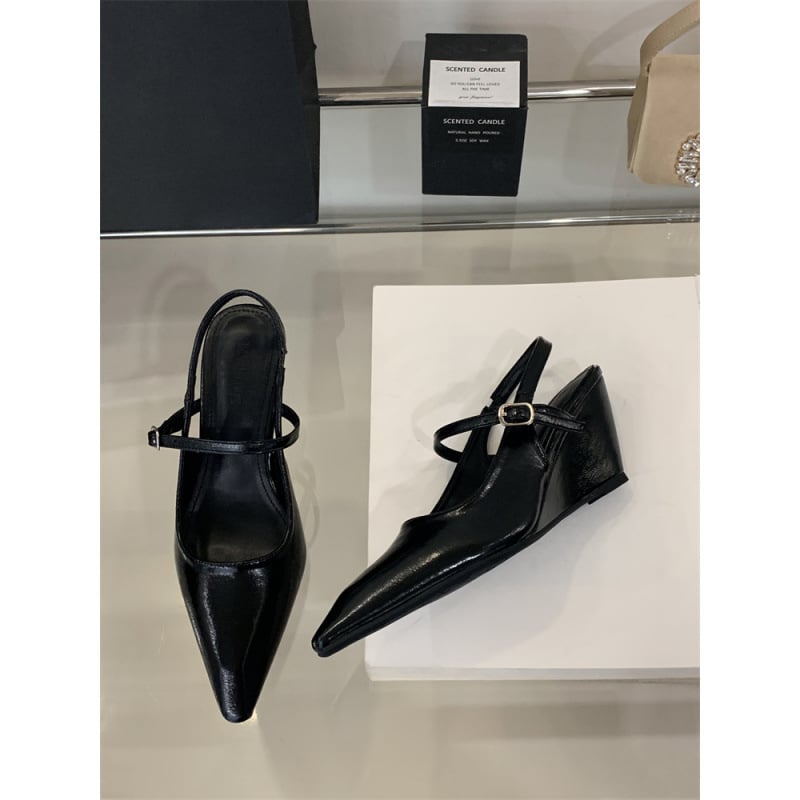 Γυναικείες Πέδιλα Με Περιτυλιγμένο Δάχτυλο – Κομψό Στυλ, Μικροϊνός Επάνω Μέρος, Καουουτσούκ Σόλα, Σφηνοειδές Τακούνι Άνω των 8 εκ