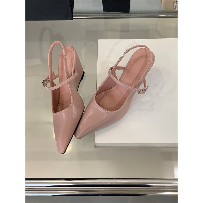 Γυναικείες Πέδιλα Με Περιτυλιγμένο Δάχτυλο – Κομψό Στυλ, Μικροϊνός Επάνω Μέρος, Καουουτσούκ Σόλα, Σφηνοειδές Τακούνι Άνω των 8 εκ