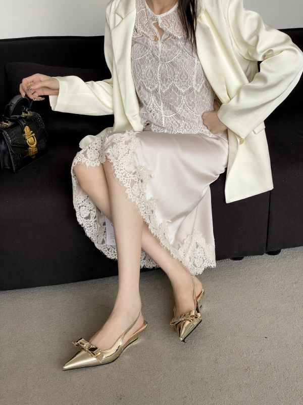 Ανοικτής φτέρνας σανδάλια, μυτερός δάχτυλο, επάνω μέρος από μικροϊνες, PU σόλα, αγκράφα