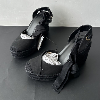 Sandale romane cu șiret în față, vârf pătrat, partea superioară din țesătură, talpă din cauciuc — Vara 2025