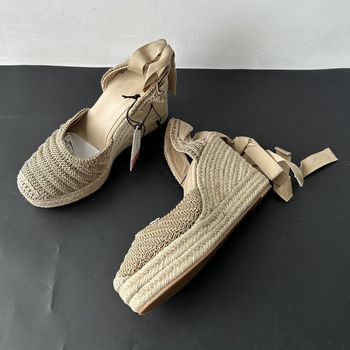 Sandale romane cu șiret în față, vârf pătrat, partea superioară din țesătură, talpă din cauciuc — Vara 2025