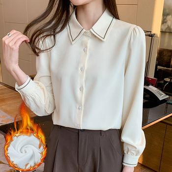 Дамска сатенена риза с дълги ръкави (полиестер; есен 2025; боядисване)