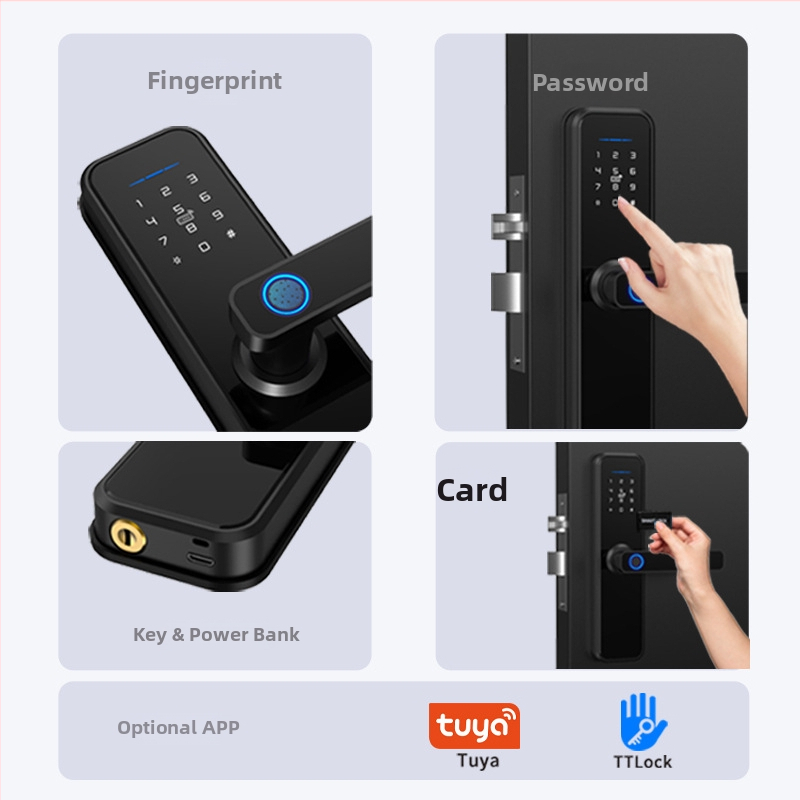 GM1 WiFi inteligentná dverová zámka s odtlačkom prsta pre drevené dvere, PIN kód a diaľkové odomknutie