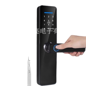 S811 okos beltéri ajtózár Tuya alkalmazáson keresztüli vezérléssel, ujjlenyomat, jelszó, kártya és mechanikus kulcs nyitás, alumínium ötvözet test