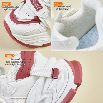 Ženske dad shoes s debelim potplatom 3–5 cm i dvostrukim remenom, PU gornji dio, EVA ulošak