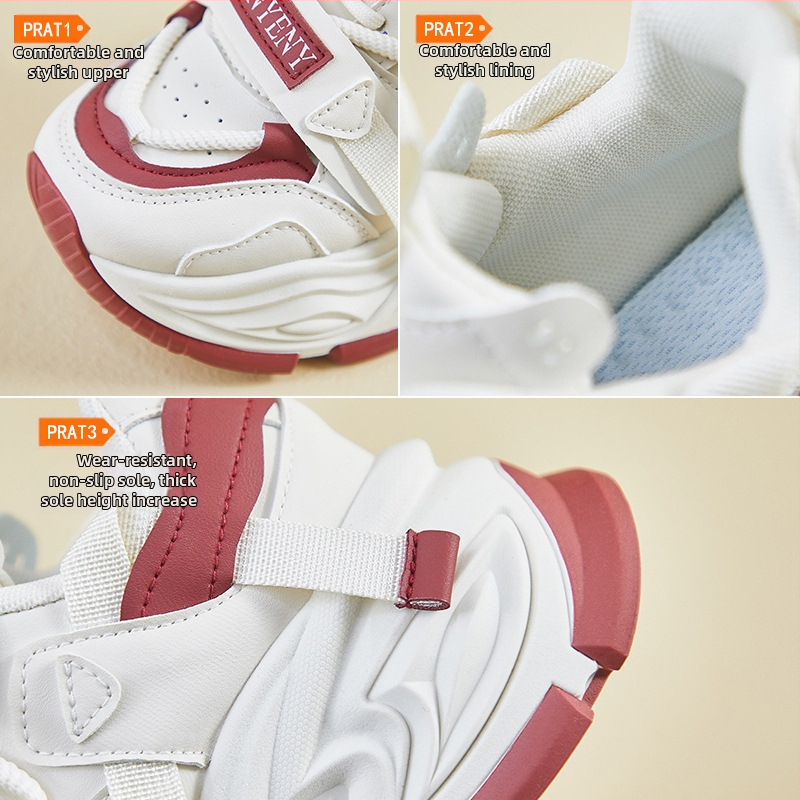 Ženske dad shoes s debelim potplatom 3–5 cm i dvostrukim remenom, PU gornji dio, EVA ulošak