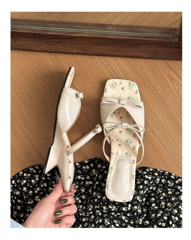 Sandale cu toc înalt, bretea simplă, PU suprafață, vârf pătrat, cataramă, talpă din cauciuc, primăvara 2025