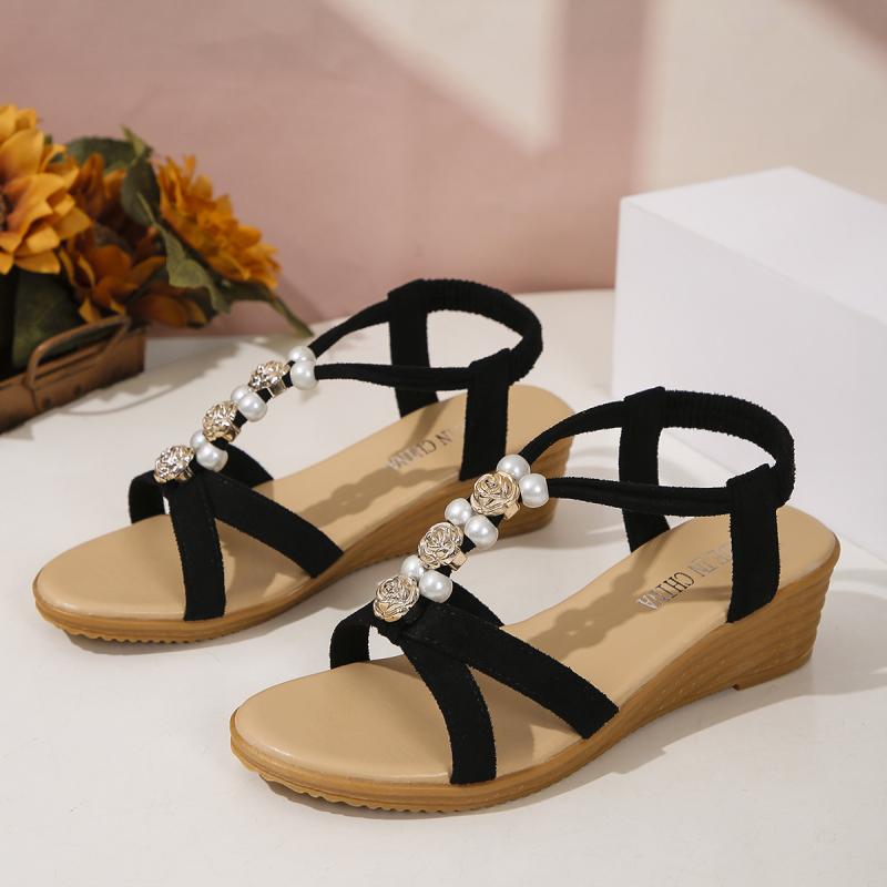 Sandale romane pentru femei — vârf în formă de gură de pește, partea superioară PU, căptușeală PU, talpă din cauciuc, curea elastică