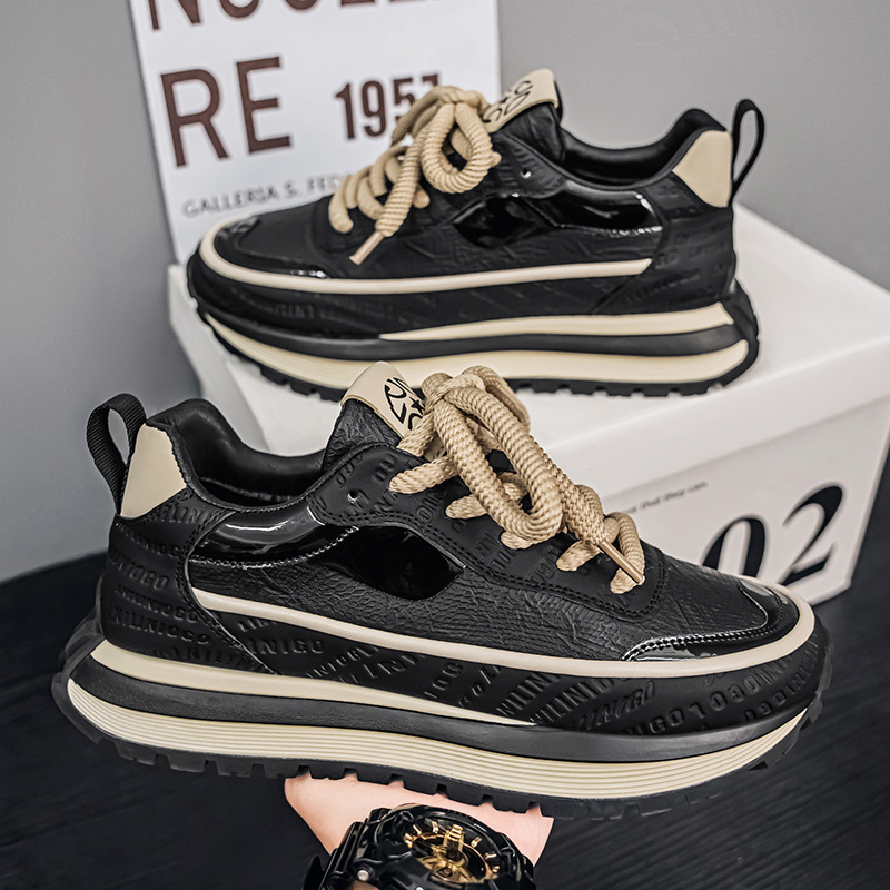 Muške tenisice Dad Shoes, niski gornji dio, gornji dio od sintetičke kože, vezanje šnurkama, okrugli vrh, ravna peta