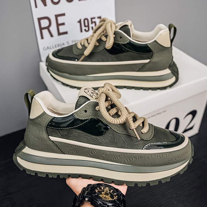 Muške tenisice Dad Shoes, niski gornji dio, gornji dio od sintetičke kože, vezanje šnurkama, okrugli vrh, ravna peta