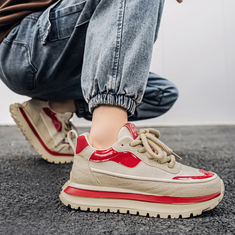 Muške tenisice Dad Shoes, niski gornji dio, gornji dio od sintetičke kože, vezanje šnurkama, okrugli vrh, ravna peta