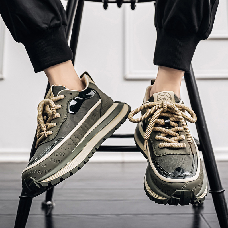 Muške tenisice Dad Shoes, niski gornji dio, gornji dio od sintetičke kože, vezanje šnurkama, okrugli vrh, ravna peta