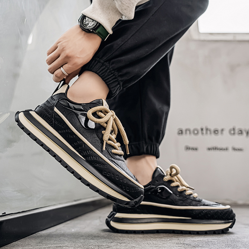 Muške tenisice Dad Shoes, niski gornji dio, gornji dio od sintetičke kože, vezanje šnurkama, okrugli vrh, ravna peta