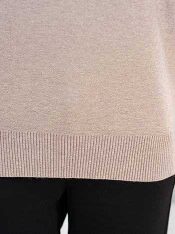 Dámsky pletený sveter s fleecovou podšívkou a polovičným rolákom (voľný strih, dlhé rukávy, polyester >95%)