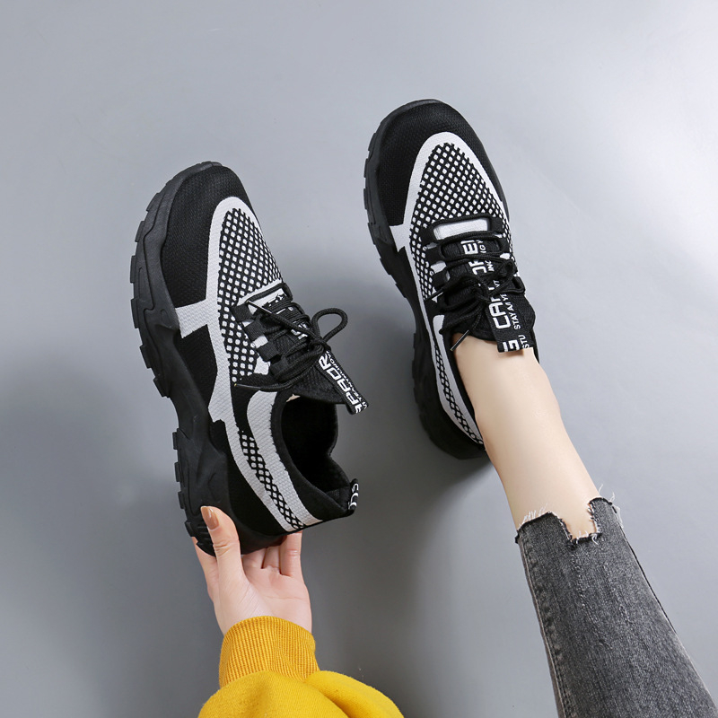 Ženske tenisice Dad Shoes, mrežasti gornji dio, prednje vezivanje, okrugli vrh, niski potplat 1-3 cm, PVC đon