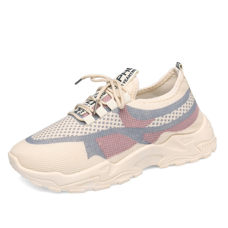 Ženske tenisice Dad Shoes, mrežasti gornji dio, prednje vezivanje, okrugli vrh, niski potplat 1-3 cm, PVC đon