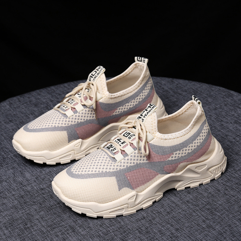 Ženske tenisice Dad Shoes, mrežasti gornji dio, prednje vezivanje, okrugli vrh, niski potplat 1-3 cm, PVC đon