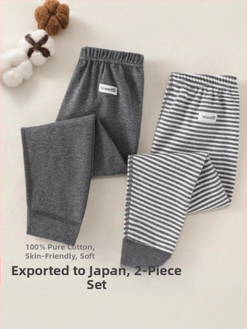 Gyerekeknek szóló pamut hosszú alsónadrág őszi-téli szezonhoz, 100% pamut, középmagas derekú, 3–8 évesek