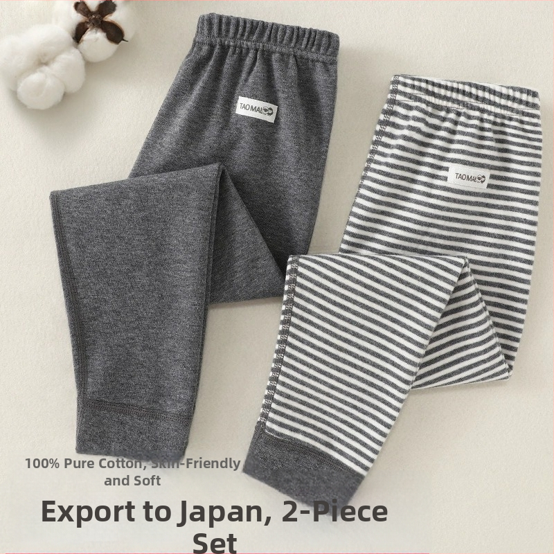 Gyerekeknek szóló pamut hosszú alsónadrág őszi-téli szezonhoz, 100% pamut, középmagas derekú, 3–8 évesek