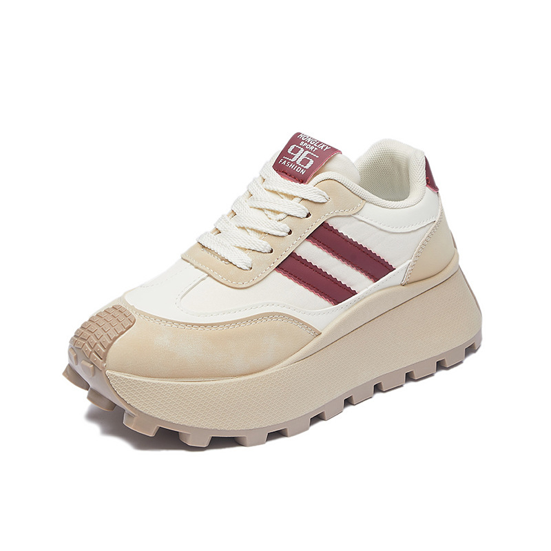 Ženske tenisice u stilu Dad Shoes, PU gornji dio, gumena potplat, srednja visina peta 3–5 cm, prednje vezanje, proljetna 2026 izdanje