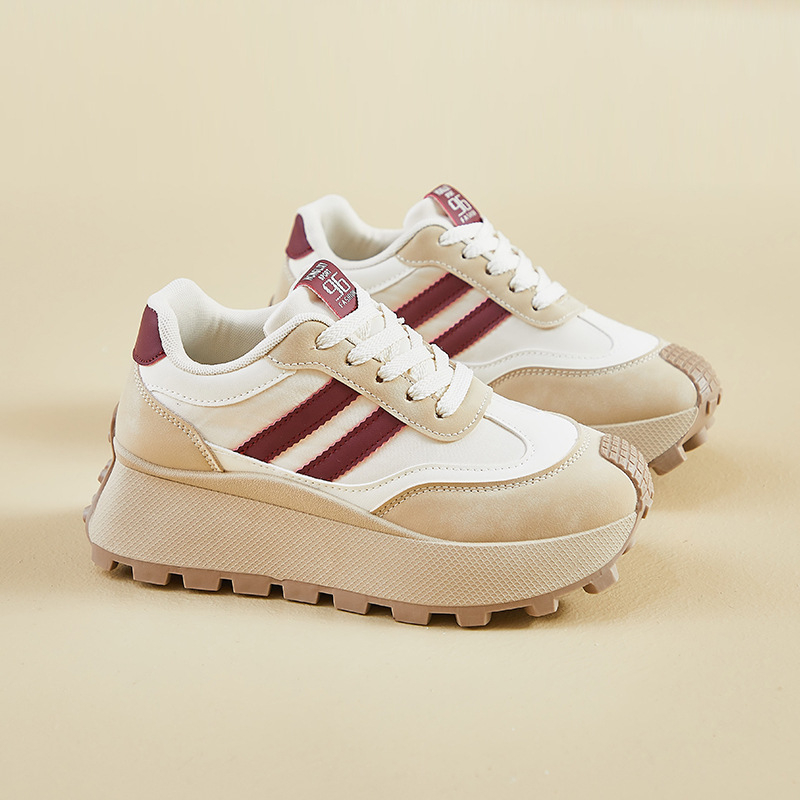 Ženske tenisice u stilu Dad Shoes, PU gornji dio, gumena potplat, srednja visina peta 3–5 cm, prednje vezanje, proljetna 2026 izdanje