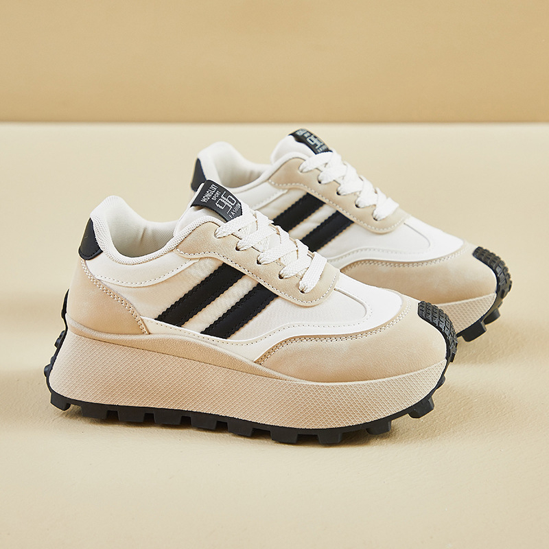 Ženske tenisice u stilu Dad Shoes, PU gornji dio, gumena potplat, srednja visina peta 3–5 cm, prednje vezanje, proljetna 2026 izdanje