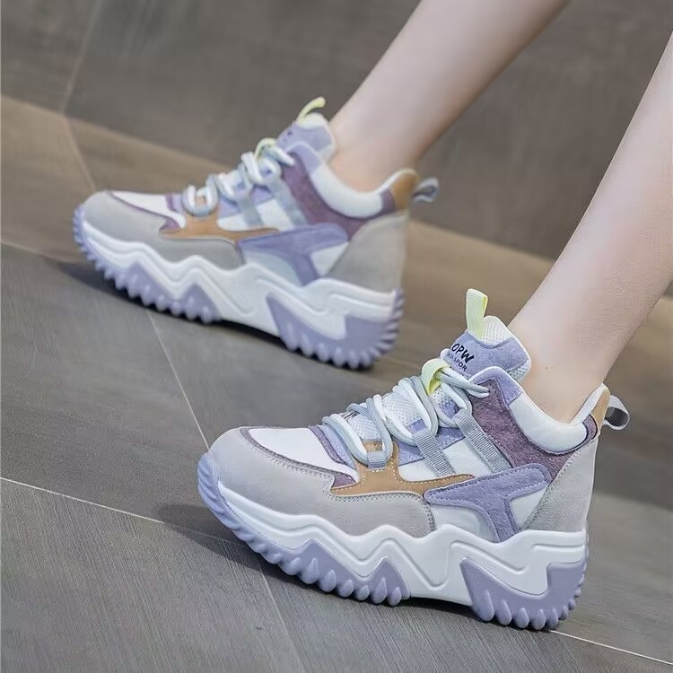 Ženske chunky tenisice u korejskom stilu, platforma 3–5 cm, mrežasti gornji dio, PU ulošak