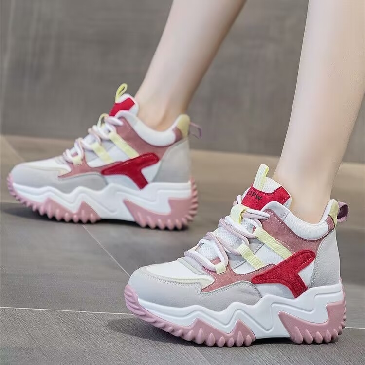 Ženske chunky tenisice u korejskom stilu, platforma 3–5 cm, mrežasti gornji dio, PU ulošak