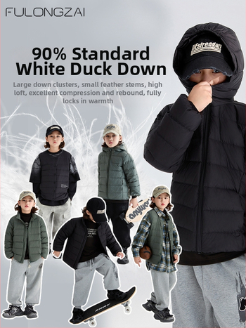 Παιδικό μπουφάν από πούπουλα, unisex, κορεατικού στυλ, με γέμισμα από λευκόπάπια πούπουλο, χειμερινό, για παιδιά άνω των 8 ετών (ύψος άνω των 140 cm)