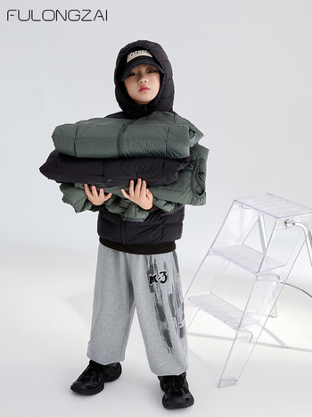 Παιδικό μπουφάν από πούπουλα, unisex, κορεατικού στυλ, με γέμισμα από λευκόπάπια πούπουλο, χειμερινό, για παιδιά άνω των 8 ετών (ύψος άνω των 140 cm)