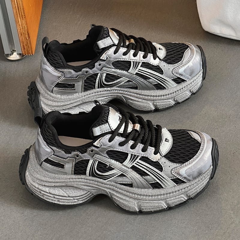Ženske tenisice dad shoes – ultralagane, debeli potplat, prozračni mrežasti unutarnji dio, prednje vezivanje, niski gornji dio