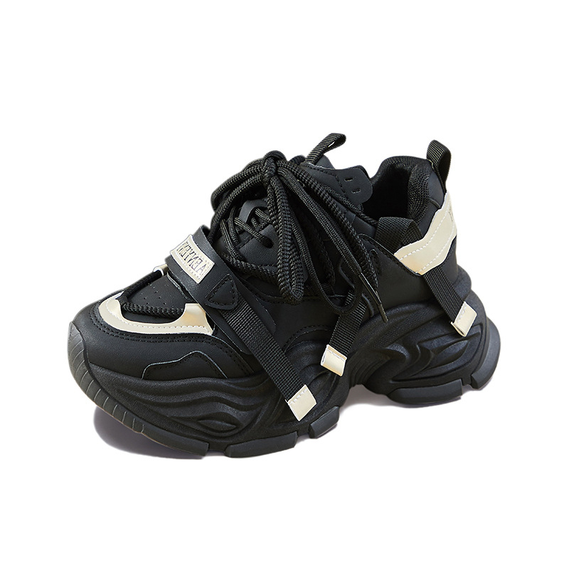 Ženske tenisice stil dad shoes s PU gornjim dijelom, okrugli vrh, 3–5 cm pete, gumeni potplat, prednje vezanje — proljeće 2026