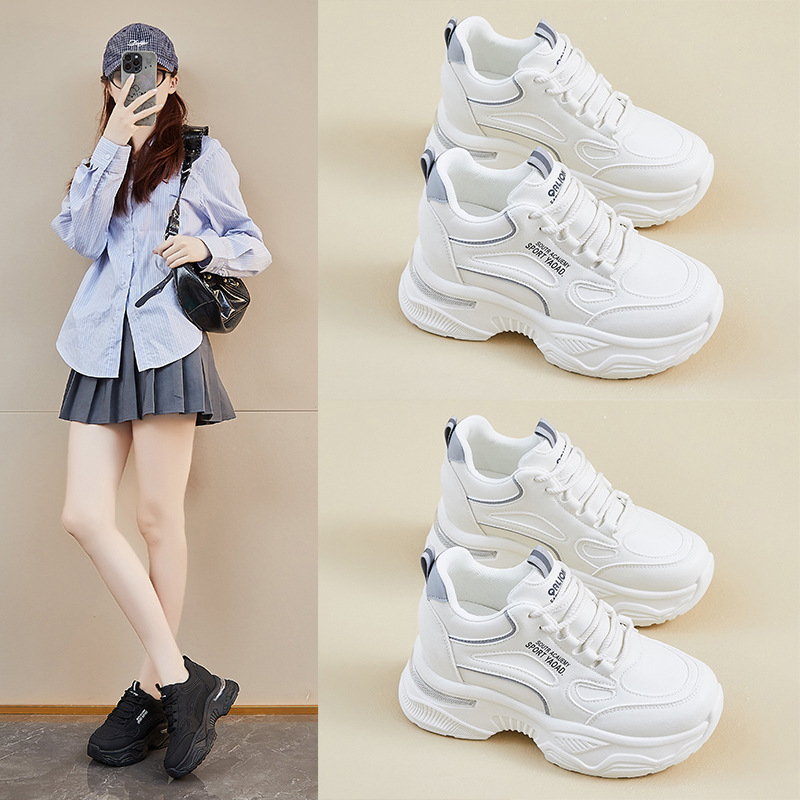 Ženske tenisice Dad shoes – PU gornji dio, visoki gornji dio 3–7 cm, prednje vezanje, gumeni đon