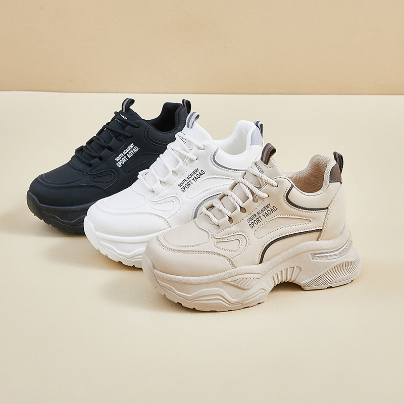 Ženske tenisice Dad shoes – PU gornji dio, visoki gornji dio 3–7 cm, prednje vezanje, gumeni đon