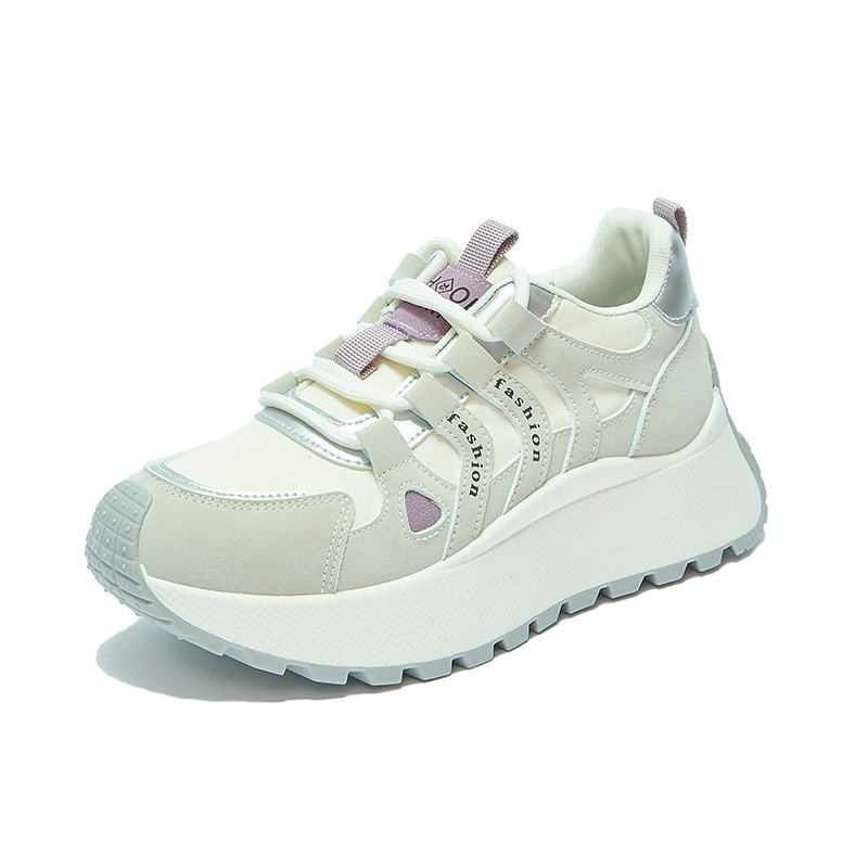 Ženske tenisice u stilu Dad Shoes s debelim podignutim potplatom za povećanje visine, visokim dijelom gornjeg PU, prednje vezivanje, gumena potplata, injection-med tehnologija