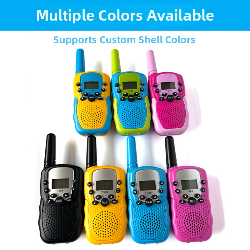 Detské walkie-talkie T-388, 400-470MHz, 0,5W, dosah 1,5–3km, 4× AA batérií, s displejom