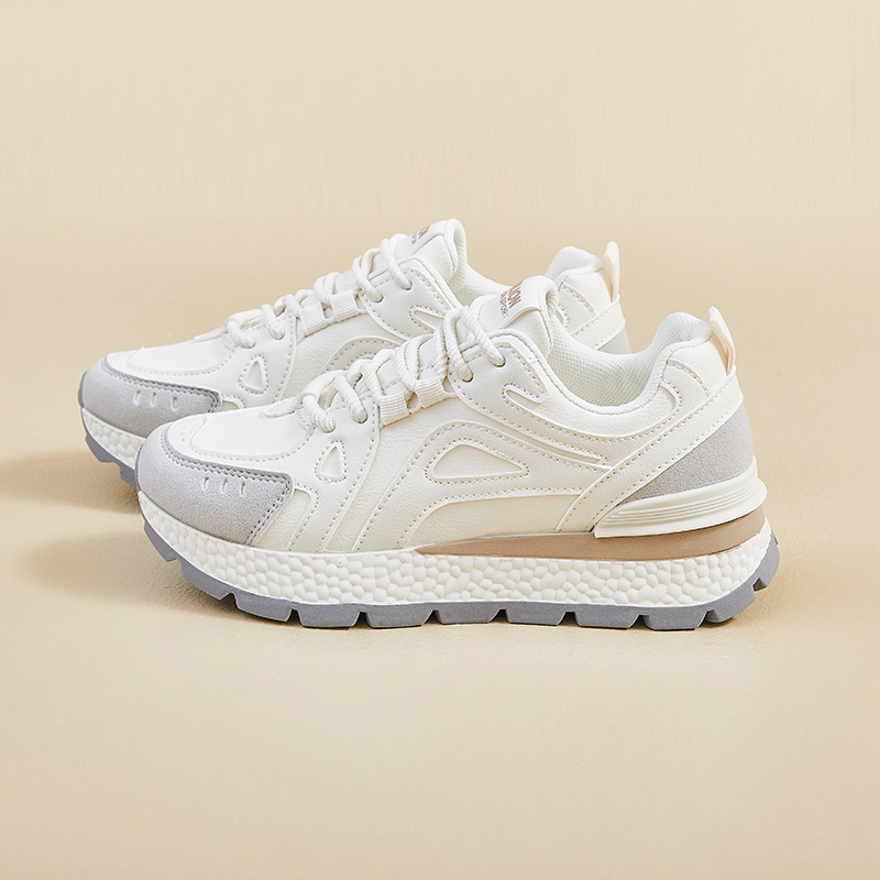 Ženske dad shoes, gornji dio od sintetičke kože, niski kroj, zaobljeni vrh, vezanje šnurkama