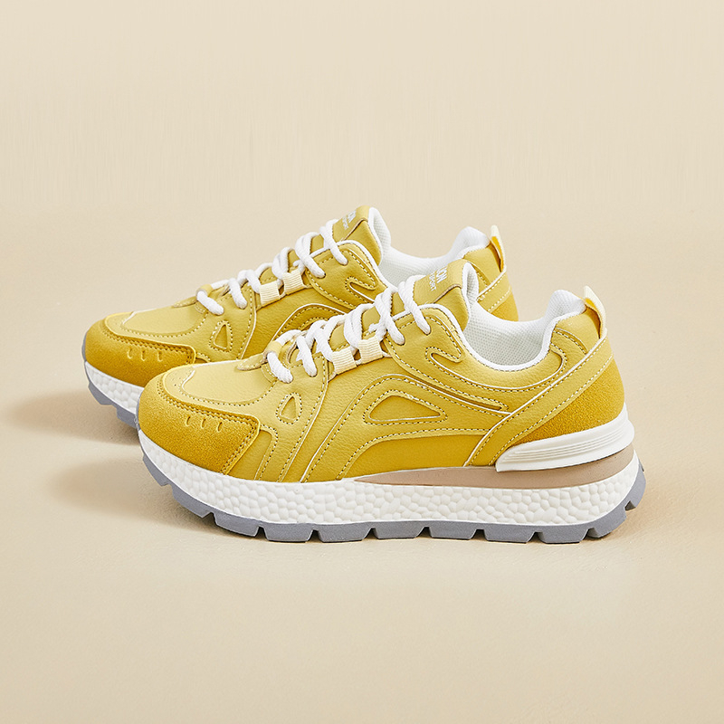 Ženske dad shoes, gornji dio od sintetičke kože, niski kroj, zaobljeni vrh, vezanje šnurkama