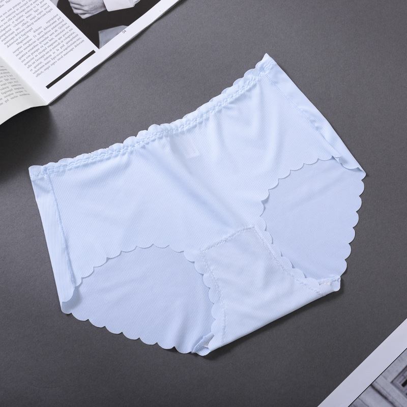 Ženske gaćice od Ice Silk s ribastim uzorkom, pamuk u preponi, srednji struk, glavna tkanina: najlon 70–80%