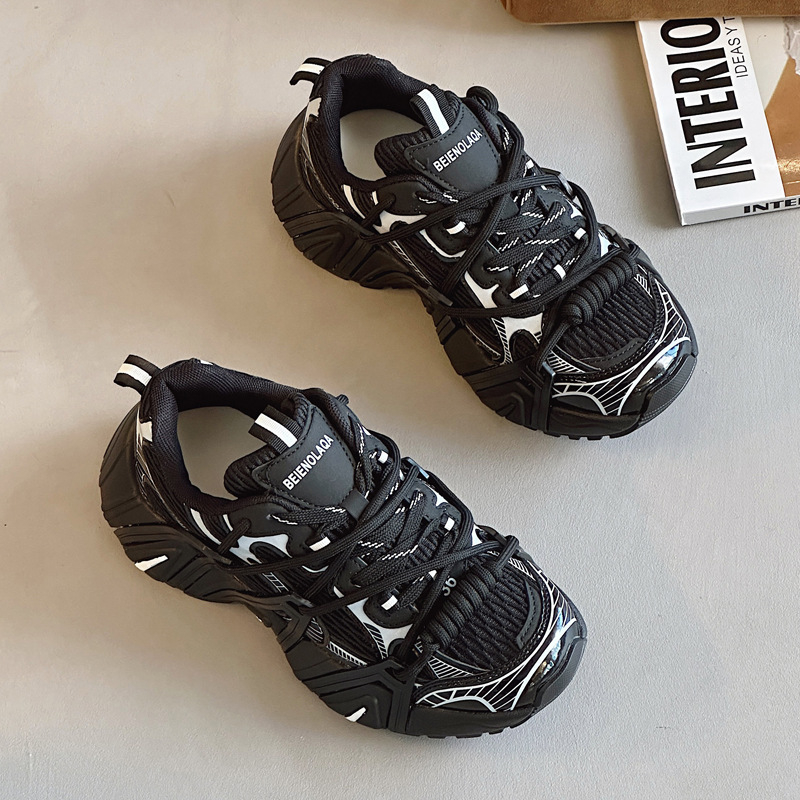 Dad shoes, debela platforma 6–8 cm, prozračni gornji dio od mreže, vezanje šnurnama, gumena potplata, za odrasle žene