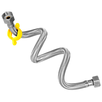 Ανοξείδωτος πλεγμένος σωλήνας εισροής νερού με βιδωτή σύνδεση, τετραπολική σύνδεση, για γωνιακή βαλβίδα τουαλέτας και θερμοσίφωνα, 1.6 MPa, 100°C