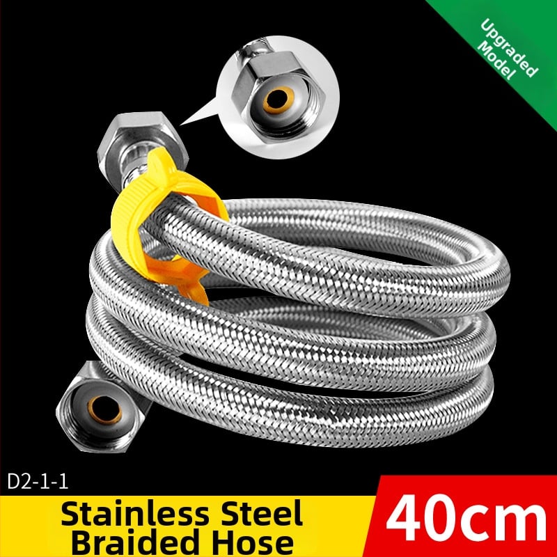 Ανοξείδωτος πλεγμένος σωλήνας εισροής νερού με βιδωτή σύνδεση, τετραπολική σύνδεση, για γωνιακή βαλβίδα τουαλέτας και θερμοσίφωνα, 1.6 MPa, 100°C