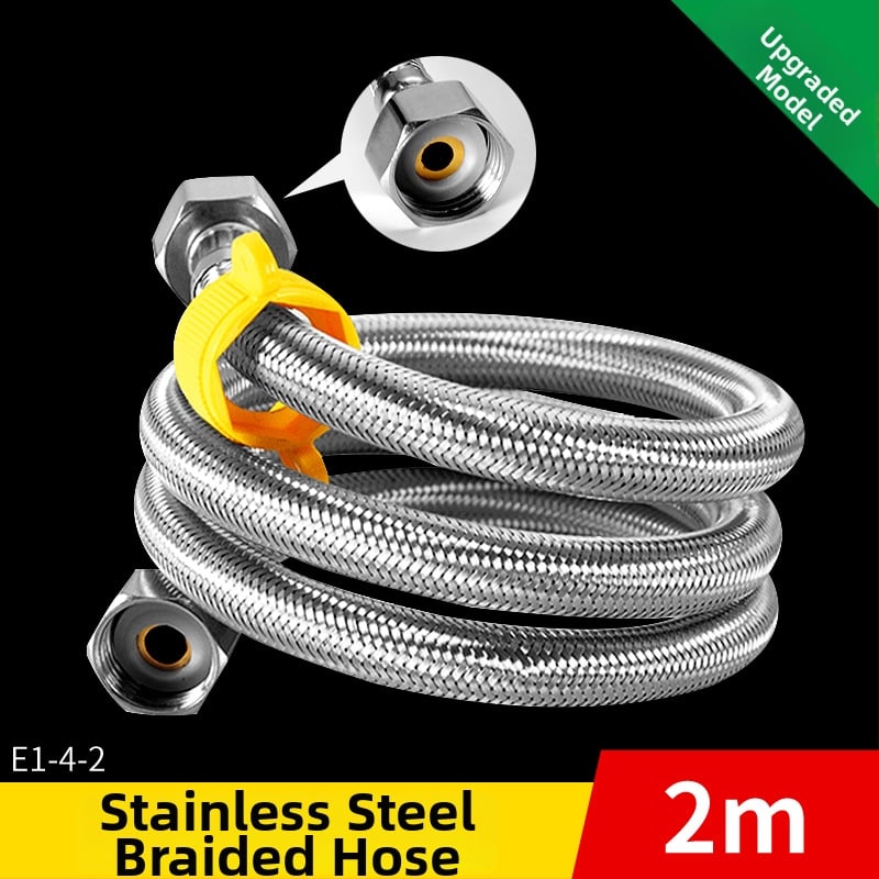 Ανοξείδωτος πλεγμένος σωλήνας εισροής νερού με βιδωτή σύνδεση, τετραπολική σύνδεση, για γωνιακή βαλβίδα τουαλέτας και θερμοσίφωνα, 1.6 MPa, 100°C